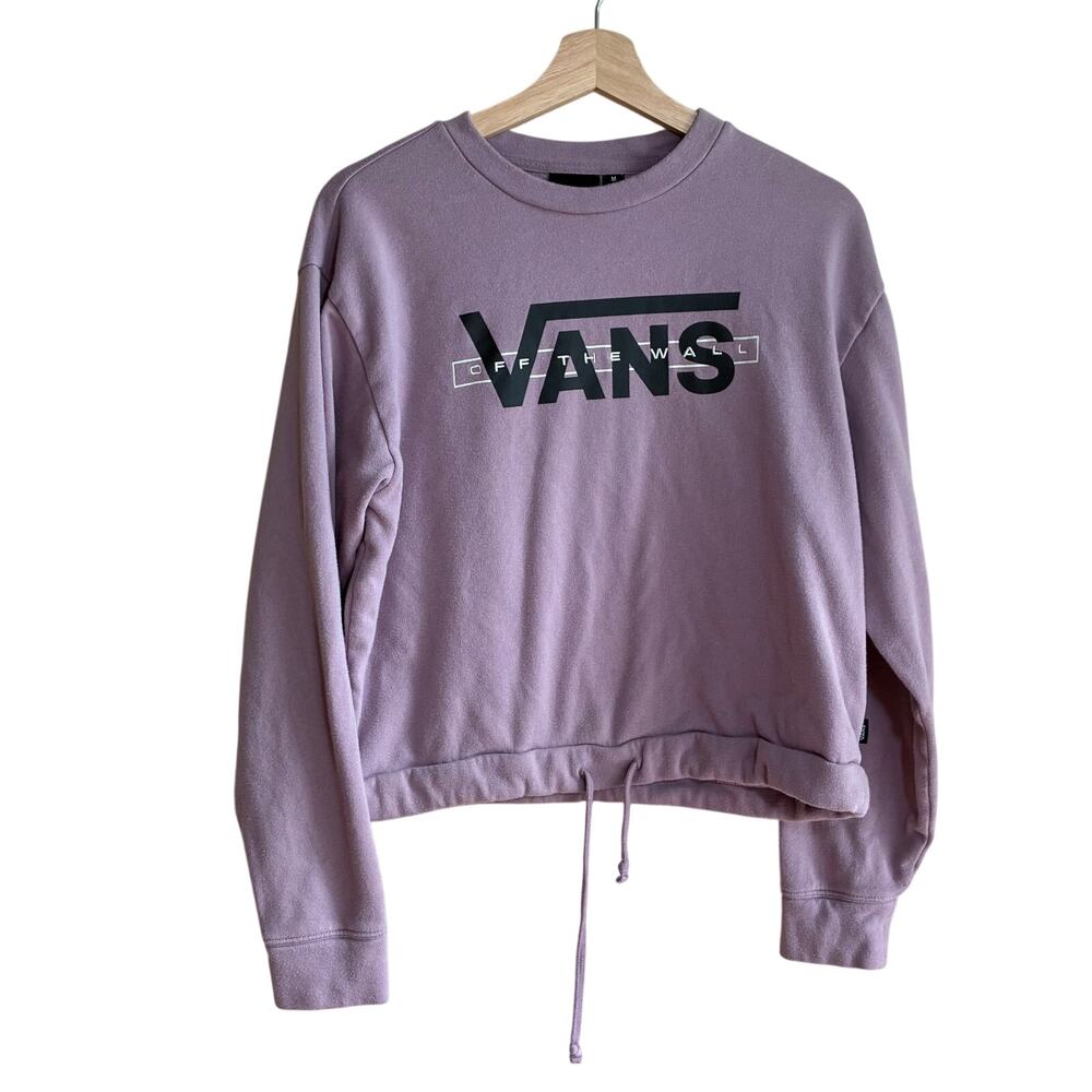 Vans purple fleece graphic sweater women's size medium drawstring waist pullover